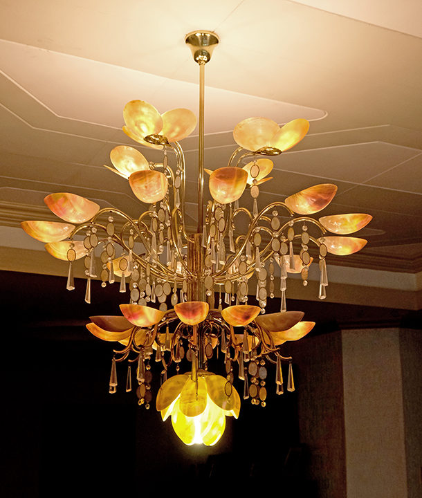 shells and crystal chandelier
