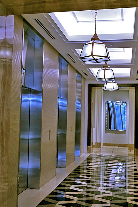 Rockwell elevator lobby pendants